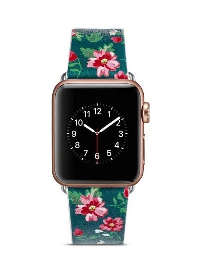 HuHa Floral Leather Watchband For Apple Watch Series 7/6/SE/5/4/3/2/1 42/44/45mm Multicolour - Image 3