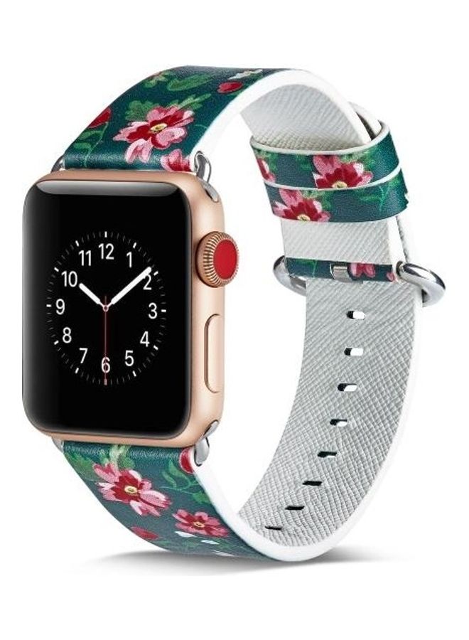 HuHa Floral Leather Watchband For Apple Watch Series 7/6/SE/5/4/3/2/1 42/44/45mm Multicolour - Image 4
