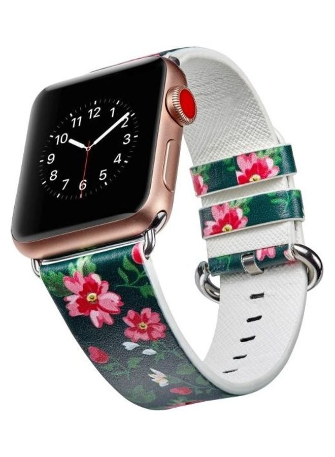HuHa Floral Leather Watchband For Apple Watch Series 7/6/SE/5/4/3/2/1 42/44/45mm Multicolour - Image 5