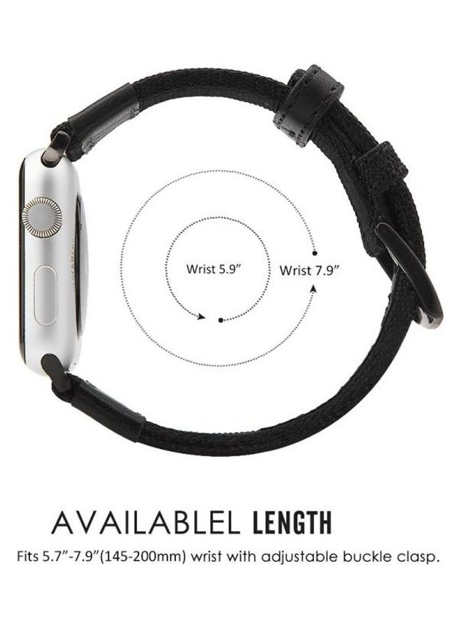 HuHa Nylon Watchband For Apple Watch Series 7/6/SE/5/4/3/2/1 45/44/42mm Black - Image 4