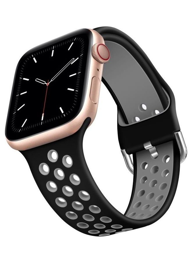 HuHa Ethnic Replacement Watchband for Apple Watch Series 1/2/3/4/5/6/7/SE 42/44/45mm Black/Grey - Image 2