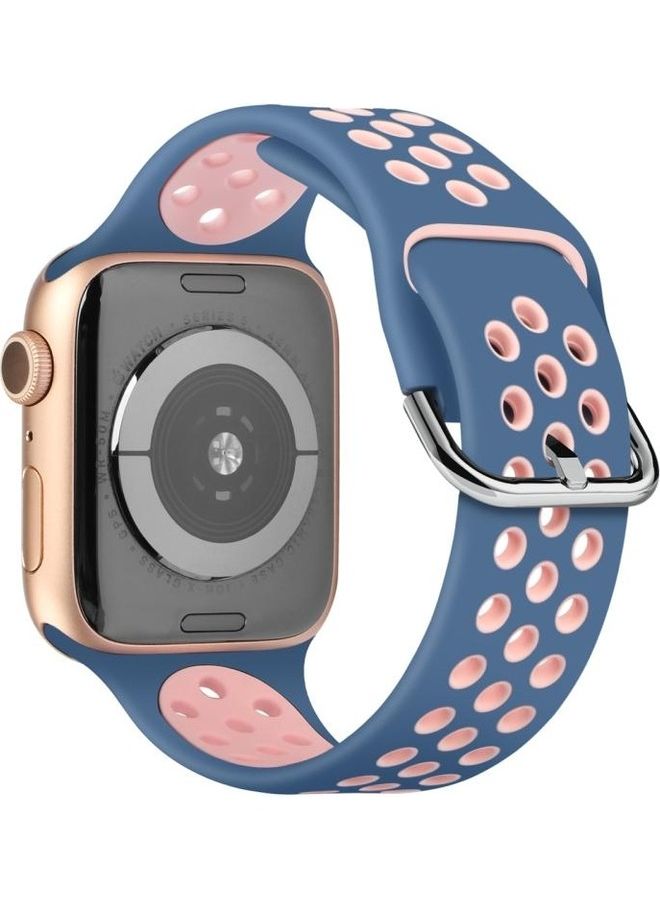 HuHa Ethnic Replacement Watchband for Apple Watch Series 1/2/3/4/5/6/7/SE 42/44/45mm Blue/Pink - Image 1