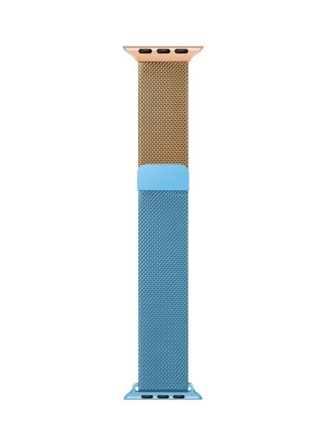 HuHa - Ethnic Replacement Watchband For Apple Watch Series 1/2/3/4/5/6/7/SE 38-40-41mm Blue/Rose Gold - Image 1
