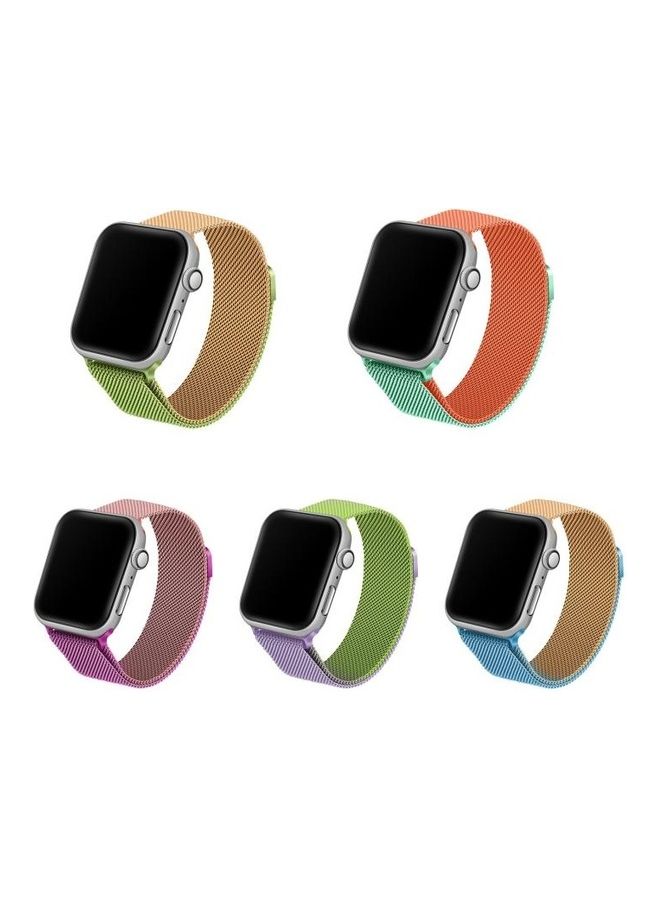 HuHa - Ethnic Replacement Watchband For Apple Watch Series 1/2/3/4/5/6/7/SE 38-40-41mm Blue/Rose Gold - Image 1