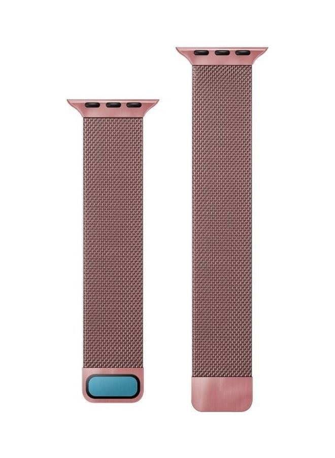 HuHa Double Section Milanese Magnetic Elasticity Replacement Watchband For Apple Watch Series 7 45Mm / 6 & Se & 5 & 4 44Mm / 3 & 2 & 1 42Mm Rose Pink - Image 2