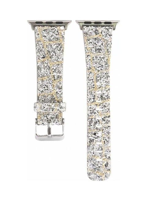 Replacement Watch Band For Apple Watch Series 7 41mm/6 & SE & 5 & 4 40mm/3 & 2 & 1 38mm Gold Silver