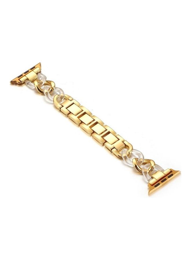 HuHa - Replacement Watchbands For Apple Watch Series 7 41mm/6 & SE & 5 & 4 40mm/3 & 2 & 1 38mm Gold/Transparent - Image 1