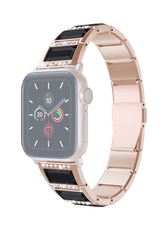 HuHa Replacement Watchbands For Apple Watch Series 7 45mm/6 & SE & 5 & 4 44mm/3 & 2 & 1 42mm Gold/Black - Image 2