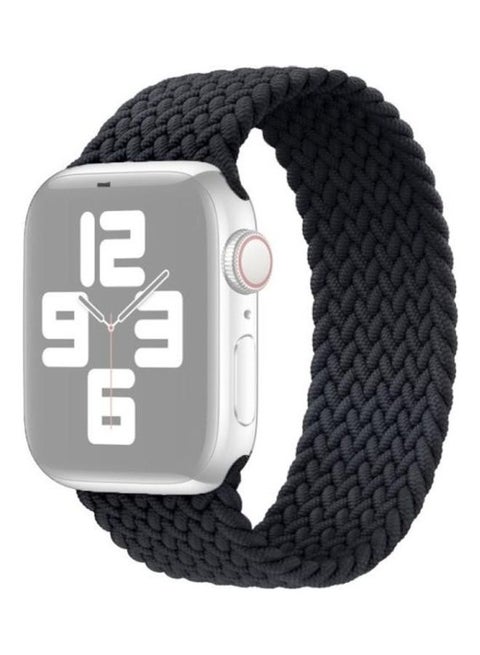 Nylon Single-Turn Braided Watchband For Apple Watch Series 7/6/SE/5/4/3/2/1 45/44/42mm, Length:155mm Black