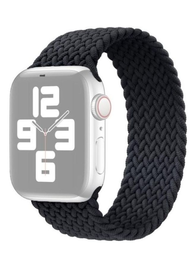HuHa - Nylon Single-Turn Braided Watchband For Apple Watch Series 7/6/SE/5/4/3/2/1 45/44/42mm, Length:155mm Black - Image 1