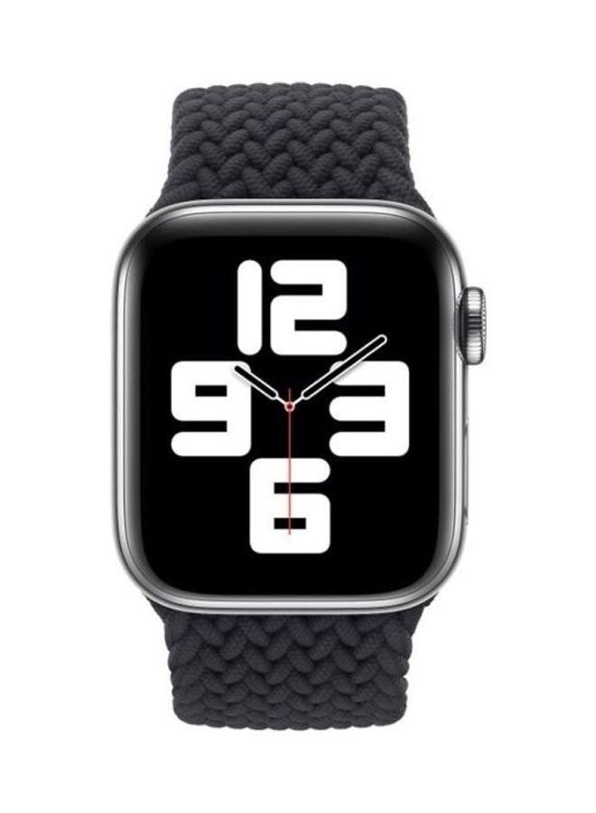 HuHa - Nylon Single-Turn Braided Watchband For Apple Watch Series 7/6/SE/5/4/3/2/1 45/44/42mm, Length:155mm Black - Image 1