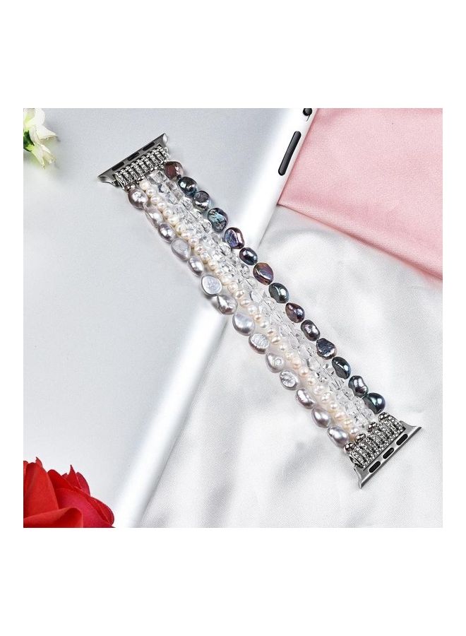 HuHa - Pearl Crystal Watchband For Apple Watch 5 & 4 40mm/3 & 2 & 1 38mm Pearl/White Crystal - Image 1