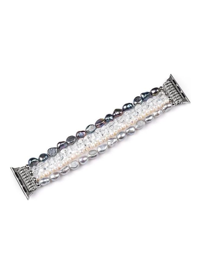 HuHa - Pearl Crystal Watchband For Apple Watch 5 & 4 40mm/3 & 2 & 1 38mm Pearl/White Crystal - Image 1