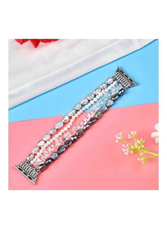 HuHa - Pearl Crystal Watchband For Apple Watch 5 & 4 40mm/3 & 2 & 1 38mm Pearl/White Crystal - Image 1
