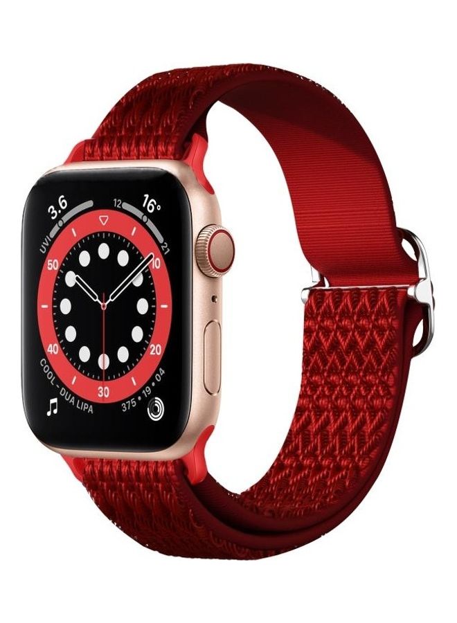 HuHa Replacement Watchband For Apple Watch Series 7 45mm/6 & SE & 5 & 4 44mm/3 & 2 & 1 42mm Red - Image 5