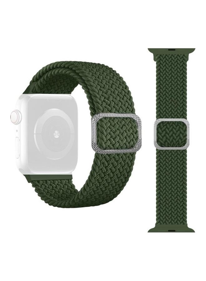 هوها سوار ساعة مطاطي مضفر بإبزيم لساعة أبل سيريز 7/6/SE/5/4/3/2/1 مقاس 42/44/45 مم أخضر - Image 1