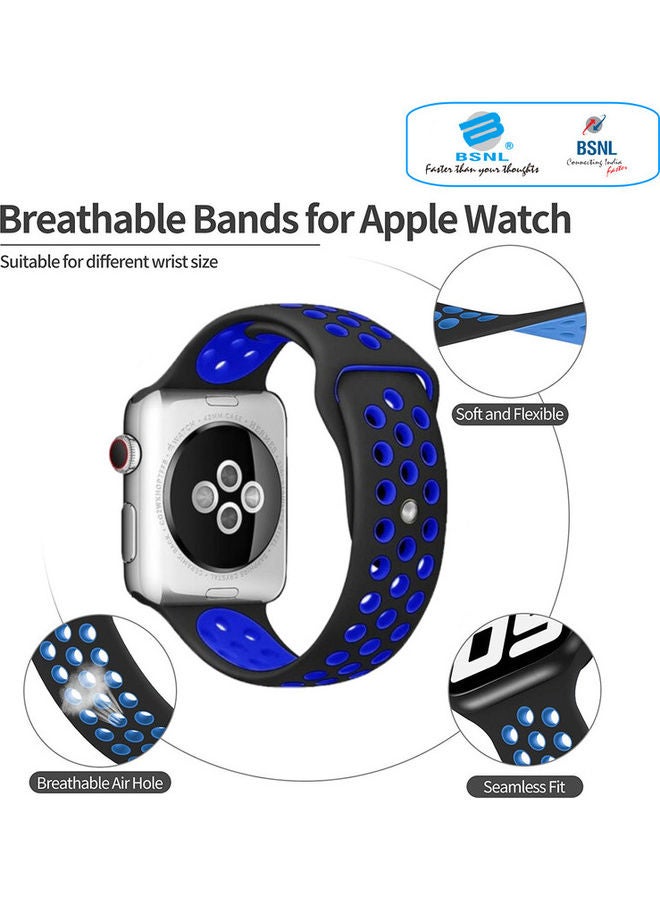 بي إس إن إل - Replacement Silicone Strap 42mm/44mm/45mm/49mm Band For Apple Watch Series 1/2/3/4/5/6/7/8/SE Army Green/Black - Image 1