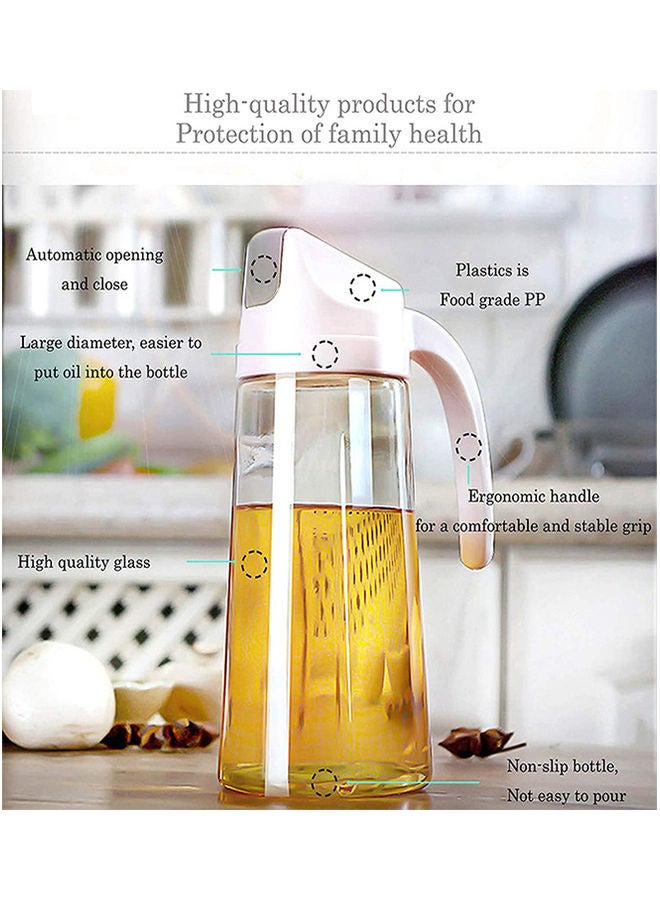 Generic - Auto Flip Olive Oil Dispenser Bottle, Leakproof Condiment Container With Automatic Cap and Stopper 20 OZ Clear/White 8.5 x 8.5 x 21.5cm - Image 1