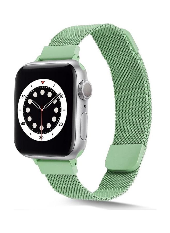 HuHa - Small Waist Dual Section Milan Replacement Watchband For Apple Watch Series 7/6/SE/5/4/3/2/1 41/40/38mm Mint Green - Image 1