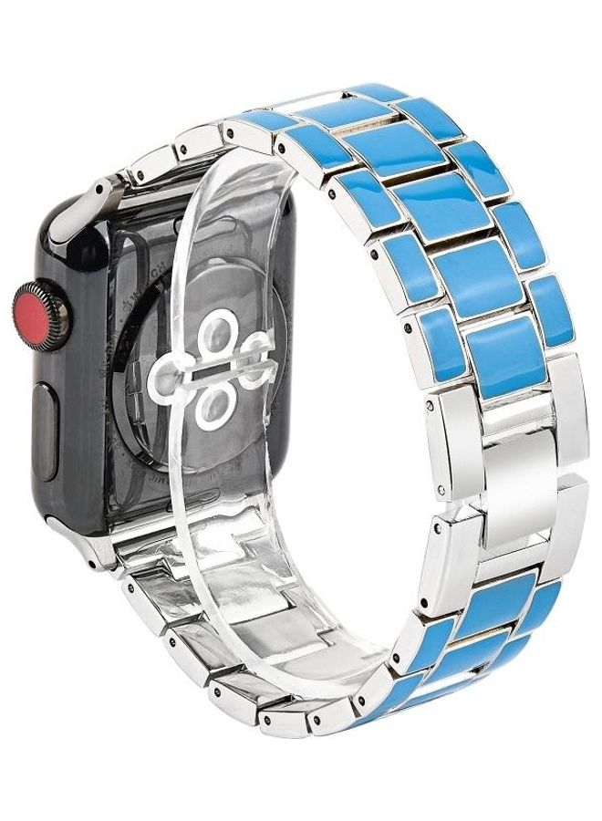 HuHa Replacement Strap For Apple Watch Series 5,4 44mm/3,2,1 42mm Blue/Silver - Image 1