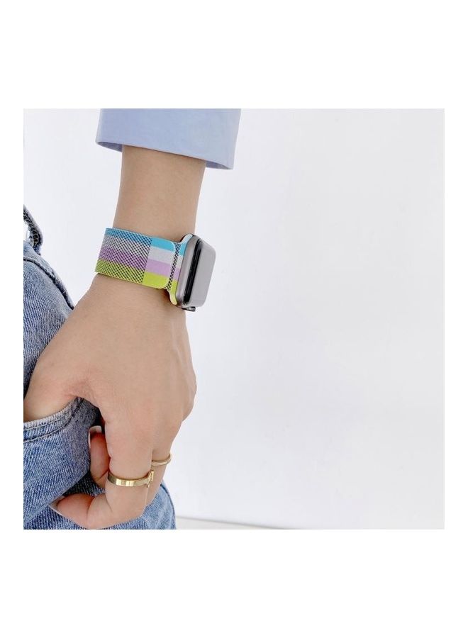HuHa - Replacement Strap For Apple Watch Series 7 45mm/6,SE,5,4 44mm/3,2,1 42mm Blue/Silver/Pink/Green - Image 1