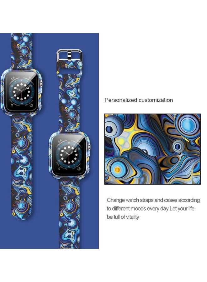HuHa Printing Integrated Replacement Watch Case With Watchband For Apple Watch Blue Space - Image 2