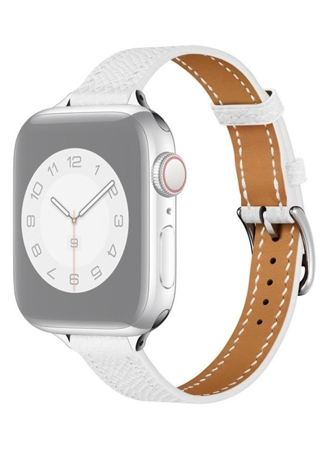 HuHa Small Waist Leather Replacement Watchbands For Apple Watch Series 7/6/SE/5/4/3/2/1 38/40/41mm White - Image 1
