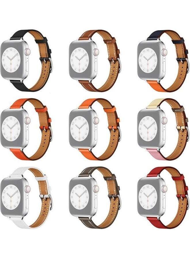 HuHa Small Waist Leather Replacement Watchbands For Apple Watch Series 7/6/SE/5/4/3/2/1 38/40/41mm White - Image 2