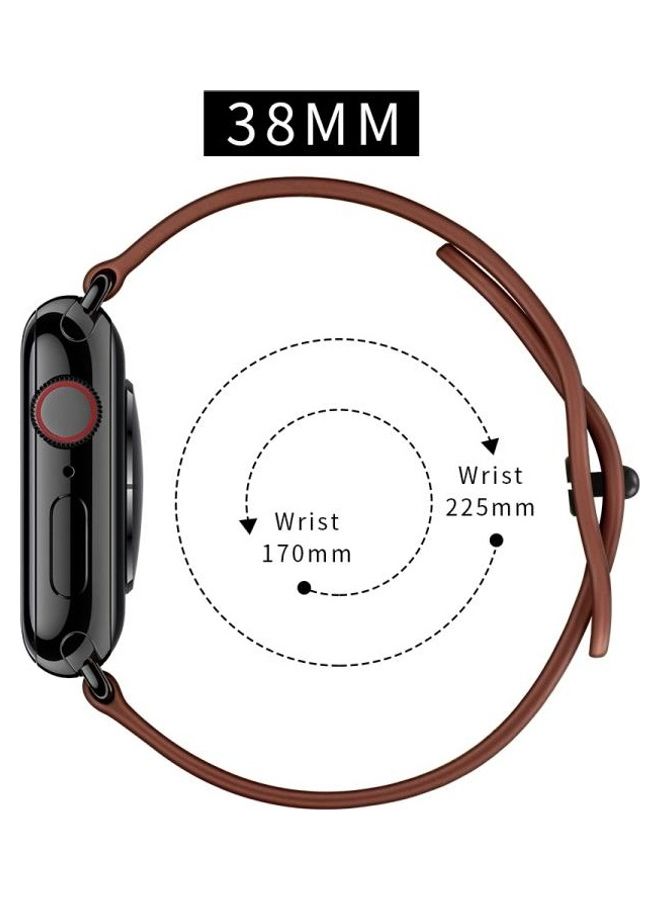 HuHa Ethnic Replacement Watchband for Apple Watch Series 1/2/3/4/5/6/7/SE 38/40/41mm Red Brown Crazy Horse - Image 5