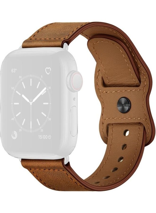 HuHa Ethnic Replacement Watchband for Apple Watch Series 1/2/3/4/5/6/7/SE 38/40/41mm Red Brown Crazy Horse - Image 1