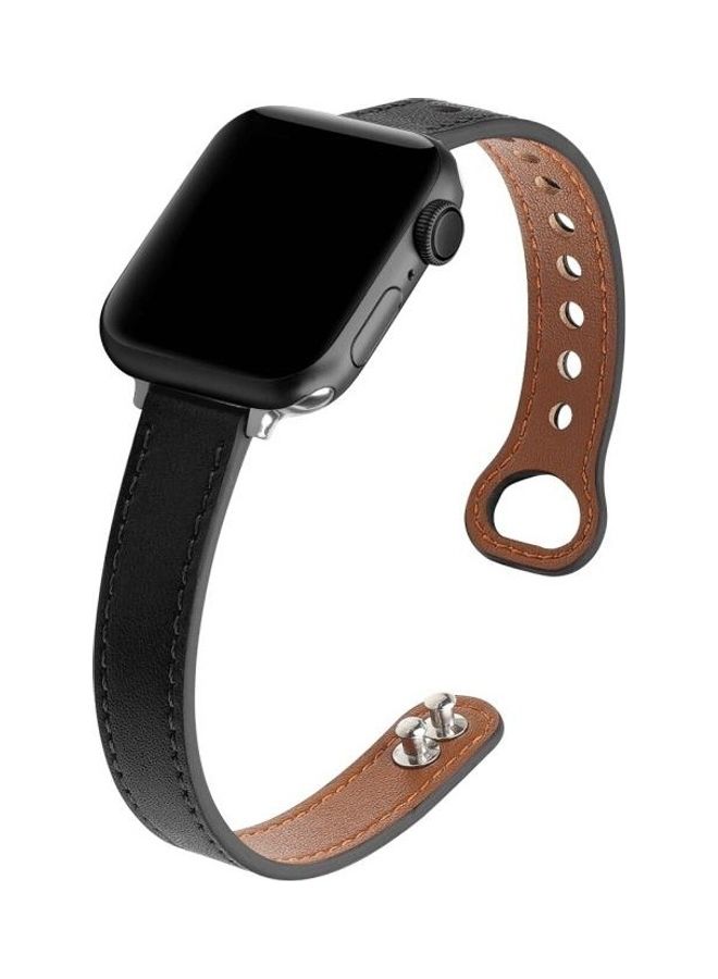 HuHa Double Nail Leather Replacement Strap Watchband For Apple Watch Series 1/2/3/4/5/6/7/SE 38-40-41mm Black - Image 3
