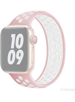 Elastic Silicone Watchband For Apple Watch Series 1/2/3/4/5/6/7/SE 38-40-41mm Light Pink/White