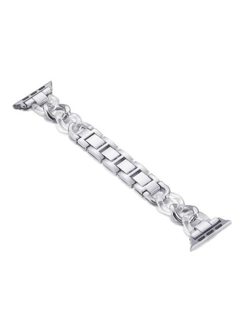 Ethnic Replacement Watchband for Apple Watch Series 1/2/3/4/5/6/7/SE 38/40/41mm Silver/Transparent
