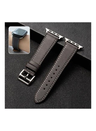 Business Cowhide Leather Strap Watchband For Apple Watch Series 1/2/3/4/5/6/7/SE 42-44-45mm Dark Brown - v1634555795/N51418067A_1