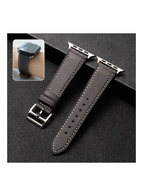 Business Cowhide Leather Strap Watchband For Apple Watch Series 1/2/3/4/5/6/7/SE 42-44-45mm Dark Brown