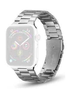 Ultra-thin Three-bead Metal Replacement Strap Watchband For Apple Watch Series 1/2/3/4/5/6/7/SE 38-40-41mm Silver