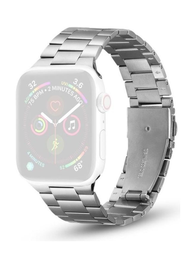 HuHa - Ultra-thin Three-bead Metal Replacement Strap Watchband For Apple Watch Series 1/2/3/4/5/6/7/SE 38-40-41mm Silver - Image 1