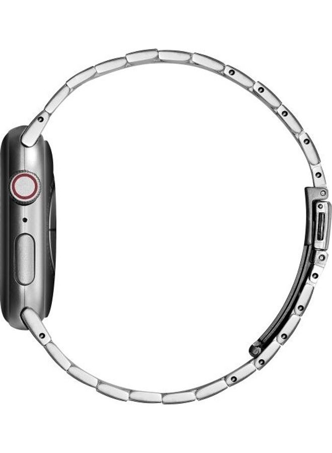 HuHa - Ultra-thin Three-bead Metal Replacement Strap Watchband For Apple Watch Series 1/2/3/4/5/6/7/SE 38-40-41mm Silver - Image 1
