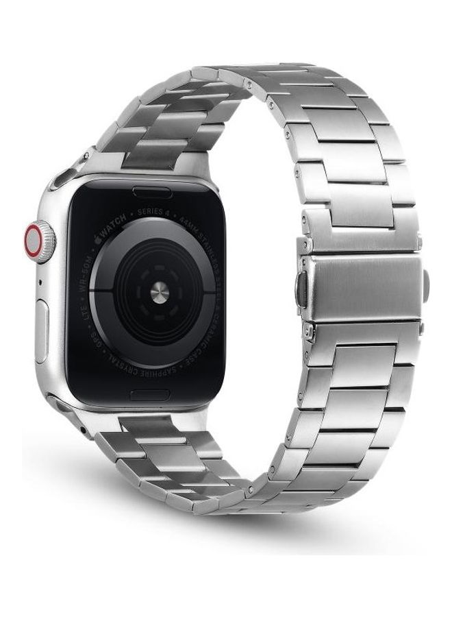 HuHa - Ultra-thin Three-bead Metal Replacement Strap Watchband For Apple Watch Series 1/2/3/4/5/6/7/SE 38-40-41mm Silver - Image 1