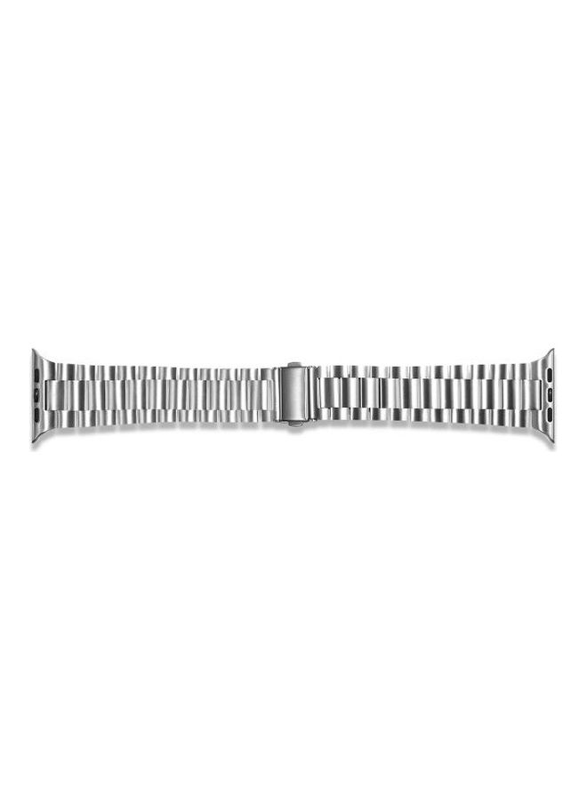HuHa - Ultra-thin Three-bead Metal Replacement Strap Watchband For Apple Watch Series 1/2/3/4/5/6/7/SE 38-40-41mm Silver - Image 1