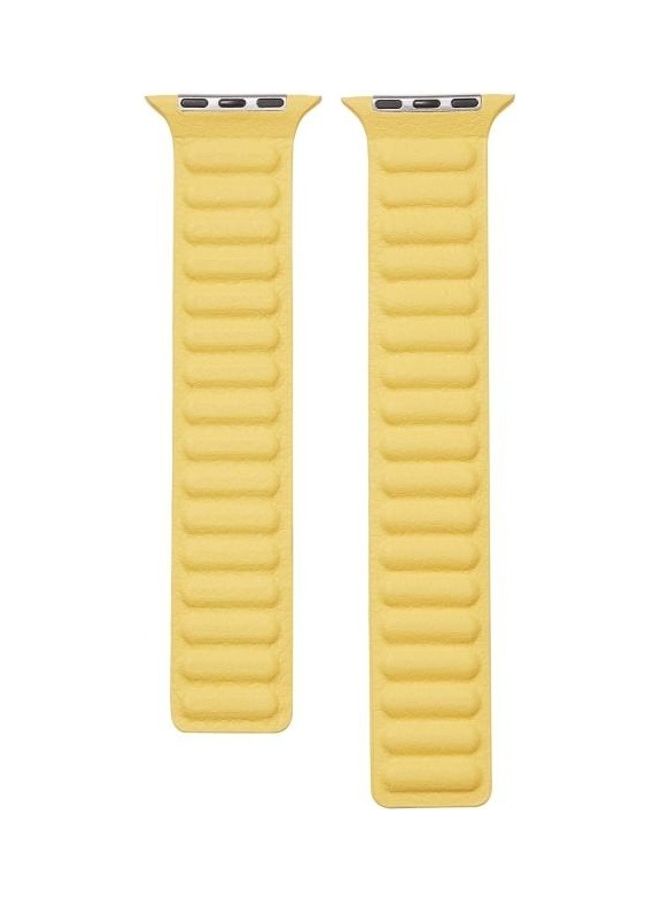 HuHa - Loop Leather Watchband For Apple Watch Series 7/6/SE/5/4/3/2/1 42/44/45mm Yellow - Image 1