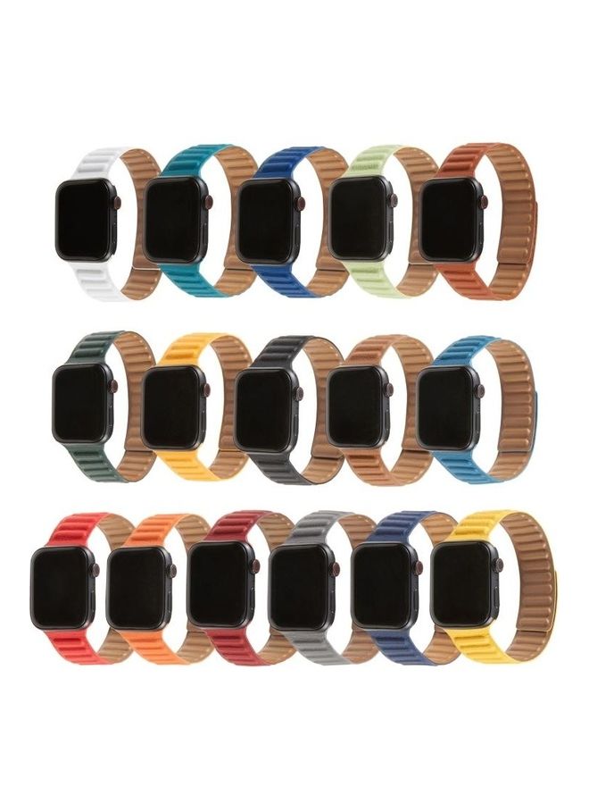HuHa - Loop Leather Watchband For Apple Watch Series 7/6/SE/5/4/3/2/1 42/44/45mm Yellow - Image 1