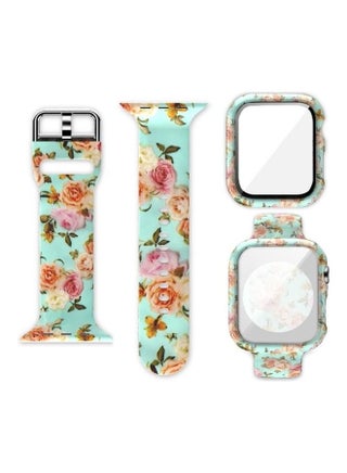 Silicone Printing Integrated Replacement Case with Watchband For Apple Watch Series 3/2/1 42mm Yellow Rose - v1634556297/N51422788A_1