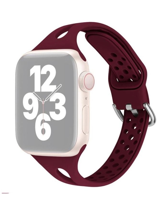 HuHa Silicone Replacement Watchbands For Apple Watch Series 7/6/SE/5/4/3/2/1 45/44/42mm Wine Red - Image 1