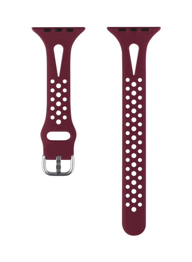 HuHa Silicone Replacement Watchbands For Apple Watch Series 7/6/SE/5/4/3/2/1 45/44/42mm Wine Red - Image 2