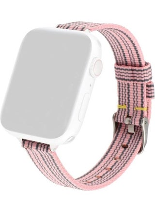 Woven Canvas Nylon Wrist Strap Watch Band For Apple Watch Series 1/2/3/4/5/6/7/SE 42-44-45mm Pink/Black - v1634556342/N51420339A_1