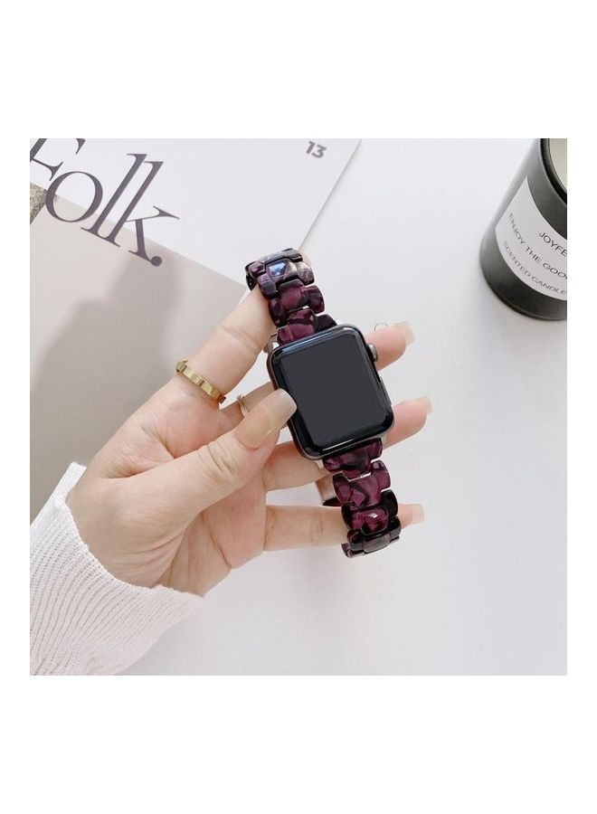 هوها سوار ساعة بديل من الراتنج لساعة أبل سيريس 7/6/5/4/3/2/1/SE مقاس 45/44/42 مم أرجواني وأسود - Image 1