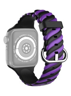 Two-Colour Twist Silicone Replacement Strap Watchband For Apple Watch Series 1/2/3/4/5/6/7/SE 38-40-41mm Purple/Black