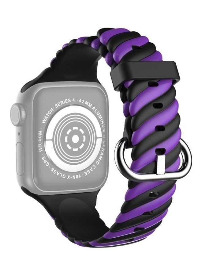 HuHa - Two-Colour Twist Silicone Replacement Strap Watchband For Apple Watch Series 1/2/3/4/5/6/7/SE 38-40-41mm Purple/Black - Image 1