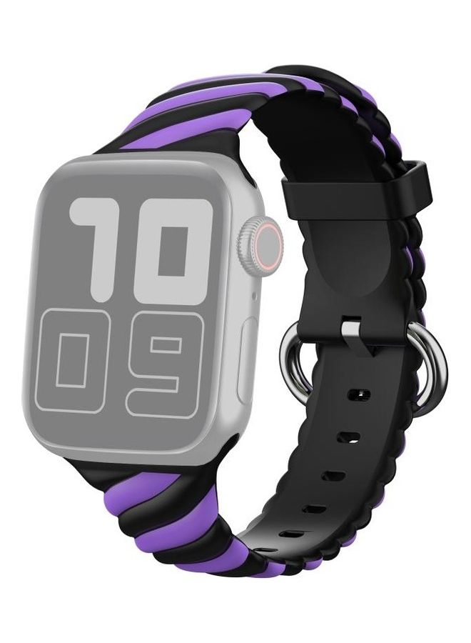 HuHa - Two-Colour Twist Silicone Replacement Strap Watchband For Apple Watch Series 1/2/3/4/5/6/7/SE 38-40-41mm Purple/Black - Image 1
